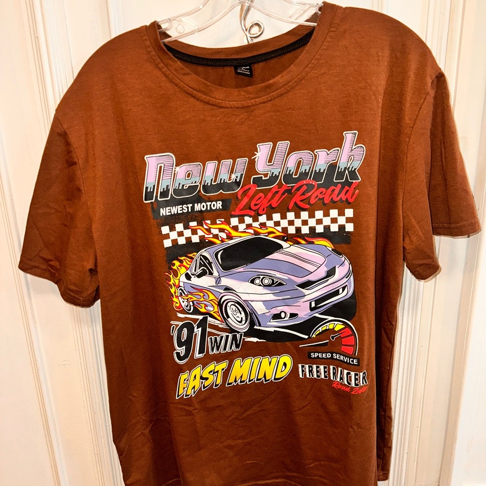 ROMWE Brown New York Graphic Tee